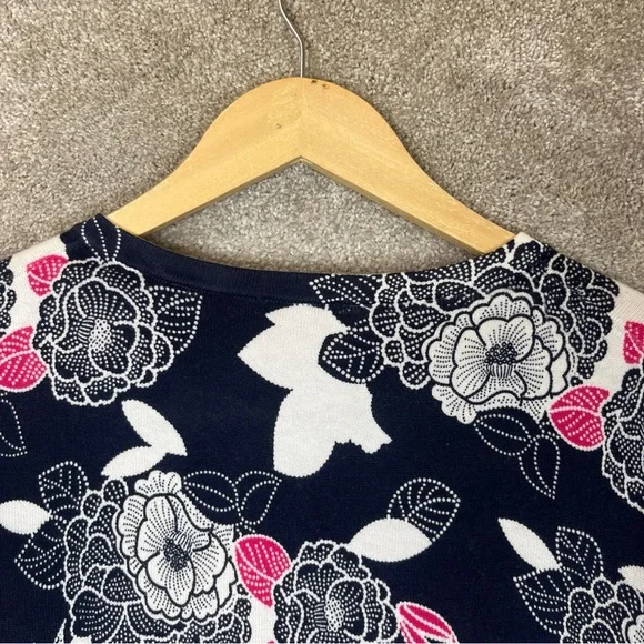 Talbots Cardigan Womens Extra Large Blue Pink Floral 3/4 Sleeve Button- 4356 - Picture 9 of 11